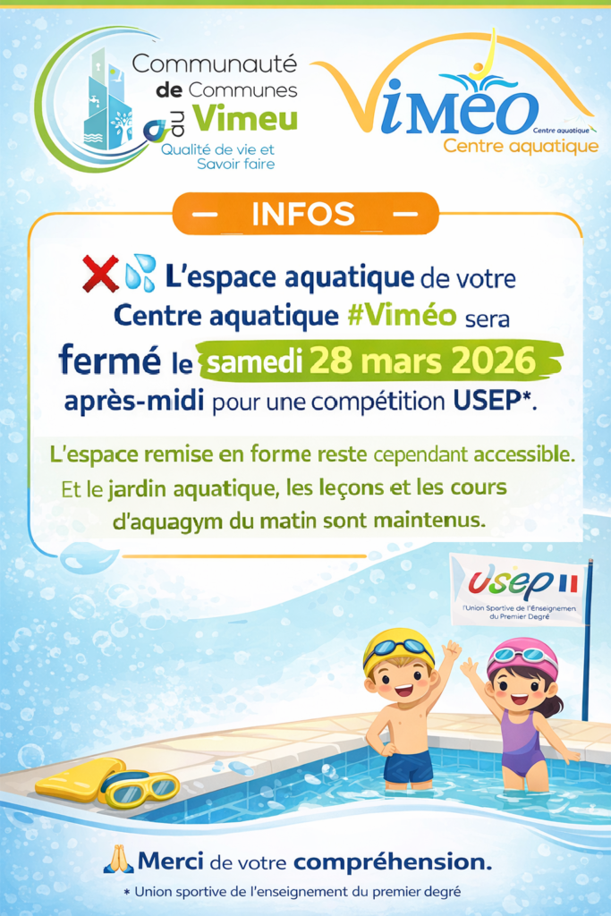 Information exceptionnelle – Espace aquatique